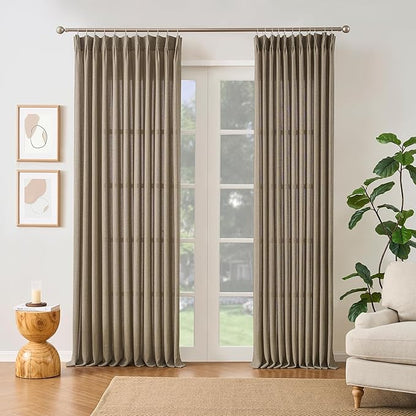 RAIN CITY Khaki Colored Sheer Pleated Curtains 105 Inch Length - Image 2