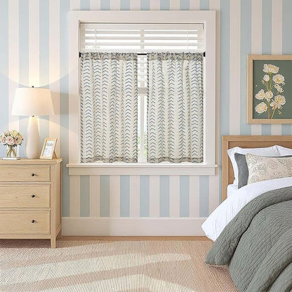 jinchan Arrow Boho Linen Blend Kitchen Curtains 36 Inch Length Herringbone - Image 4