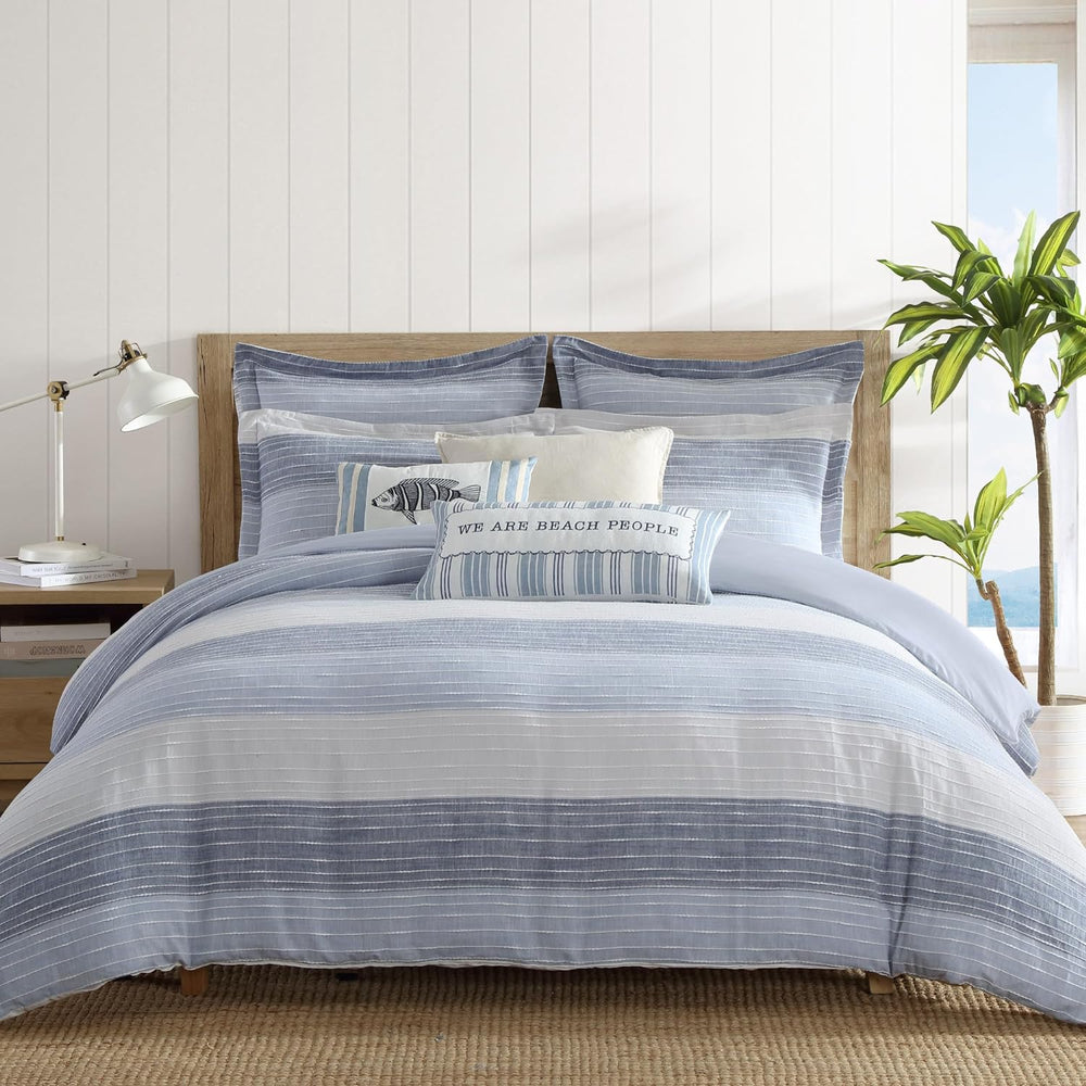Levtex Home Sand Stripes Blue King Duvet Cover Set (106x94in) with 2 Pillowca...