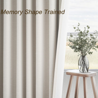 topfinel linen blackout curtains 96 inch long, boho, side view