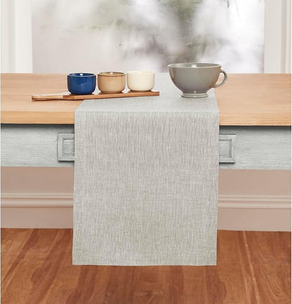 Solino Home Linen Oyster Grey Table Runner 108 Inches Long - Image 2