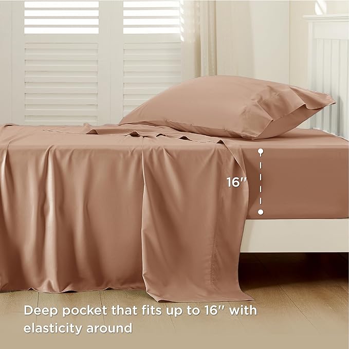 Bedsure Cooling Sheets Twin, Rayon Derived from Bamboo, Breathable & Soft Twin - Image 3