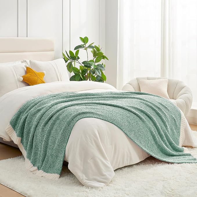 Snuggle Sac Green Blanket Twin Size Bedding Blankets, Super Soft Warm Cozy Knit - Image 2