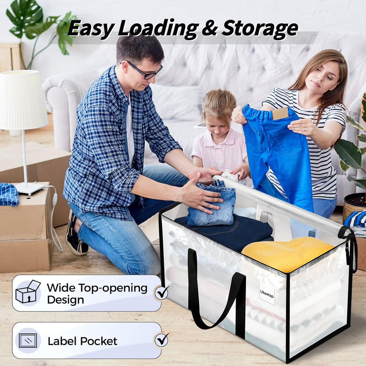 ukeetap 8 pack extra large clothes storage bins showing dimensions