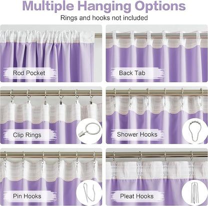 DUALIFE Lavender Curtains Room Darkening，Rod Pocket and Back Tab Thermal - Image 3