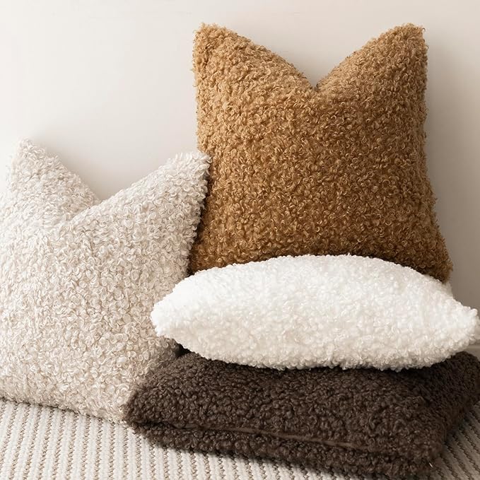 Foindtower 2 Pieces 16x16 Inch Bronze, Faux Fur Throw Pillow Cover Accent - Image 6