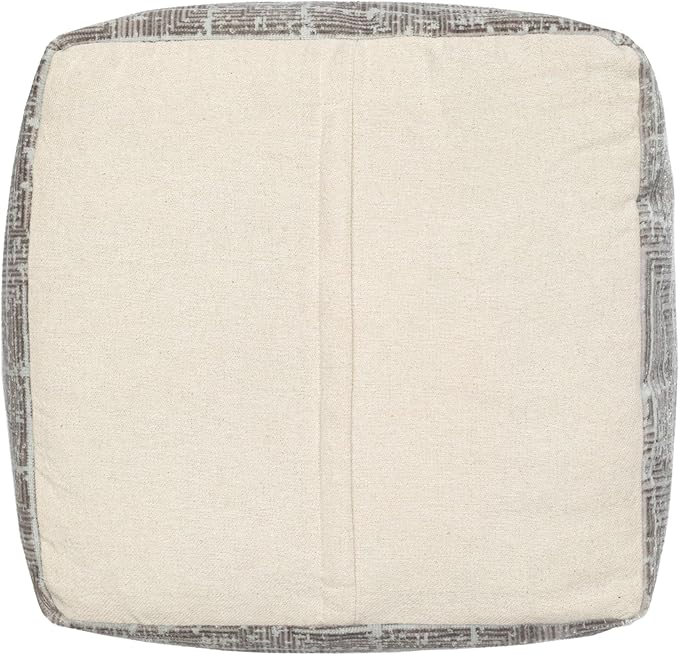 LR Home Transitional Distressed Geometric Gray/Ivory Polyester Blend Cube Pouf - Image 5