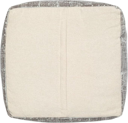 LR Home Transitional Distressed Geometric Gray/Ivory Polyester Blend Cube Pouf - Image 5