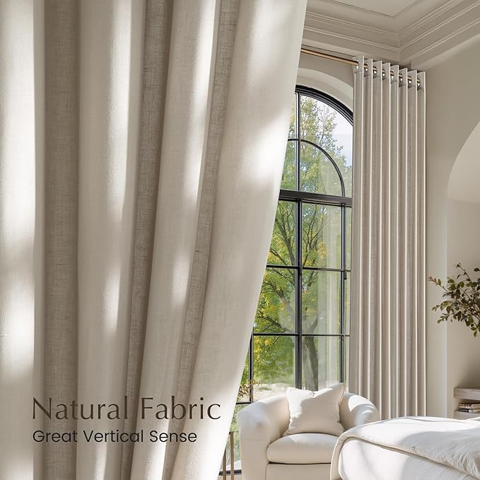 NICETOWN Cocoa Cream Linen Curtains - Image 5