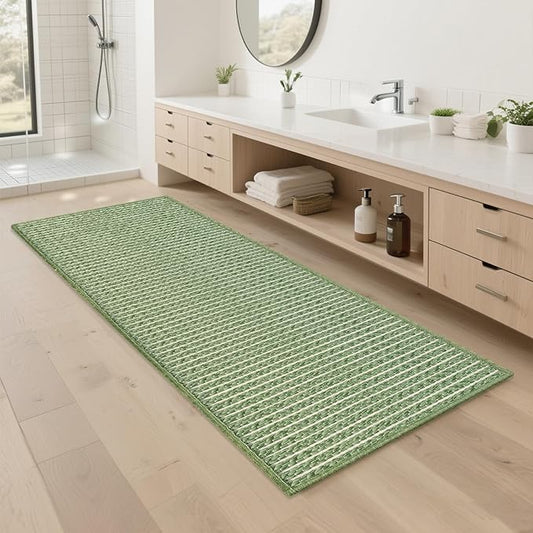 Braided Bathroom Runner Rug, Super Absorbent 24"x48" Non Slip Bath Mats by winolive