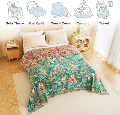 MSGKV Boho Throw Blanket 60"x80" Floral Blankets - Image 5