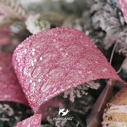 HUIHUANG Pink Glitter Wired Ribbon - Image 7
