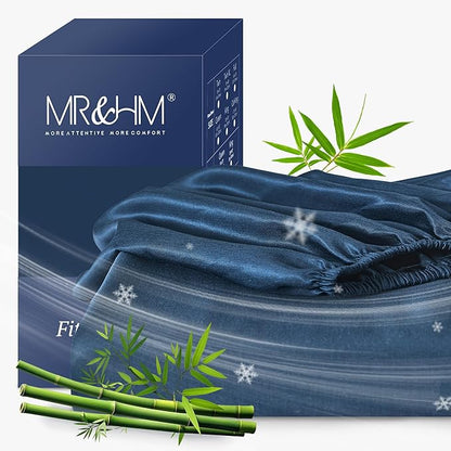 MR&HM Full Fitted Sheet Only, Ultra-Soft Rayon Derived from Bamboo & Polyester by MRHM