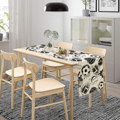 Football Table Runner Ball Black and White Colors Dark Grunge Sport Urban Game - Image 3