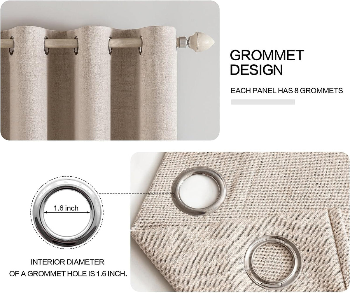 miulee 100% blackout linen curtains for bedroom 52x72, side view