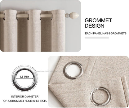 miulee 100% blackout linen curtains for bedroom 52x72, side view