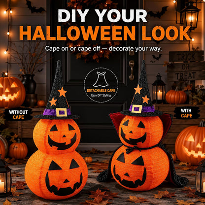 3FT Collapsible Halloween Pumpkin Decorations for Porch, Yard, Home