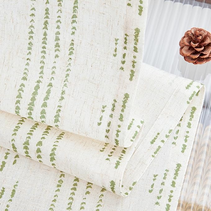 jinchan Boho Kitchen Curtains Linen Tier Curtains 20 Inch Bohemian Cafe Style - Image 7
