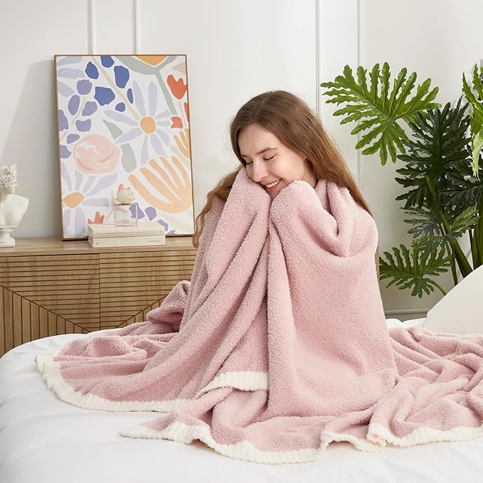 Snuggle Sac Pink Throw Blanket for Couch Bed Sofa 60x80 inches, Reversible Pink by SnuggleSac