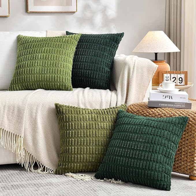 Fancy Homi 4 Packs Boho Moss Green Decorative Throw Pillow Covers 20x20 Inch - Image 7