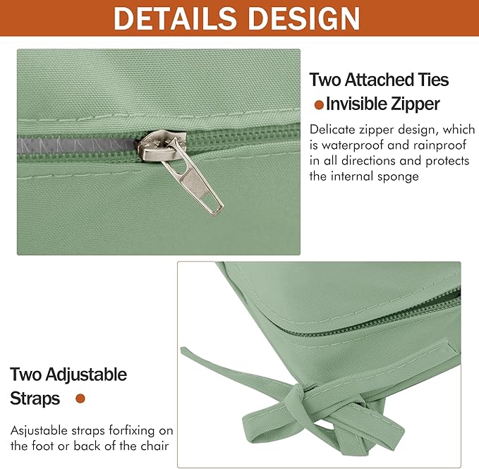 4 Pack Outdoor Chair Cushions 19 x 19 Inch Waterproof Patio Chair Cushions - Image 5