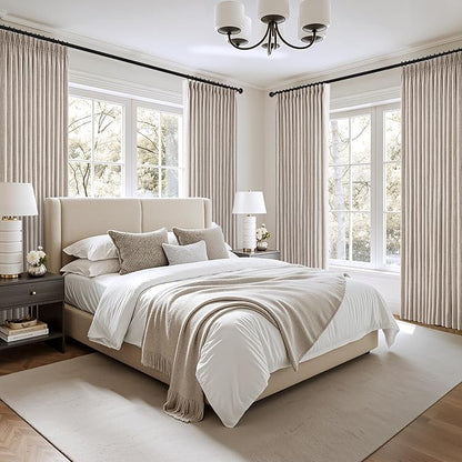 MIULEE Pinch Pleated Thick Linen Curtains 84 Inch 4 Panels Set Back Tab Memory - Image 7