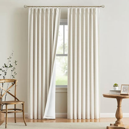 Vision Home Natural Pinch Pleated Full Blackout Curtains Linen Blended Room - Image 9