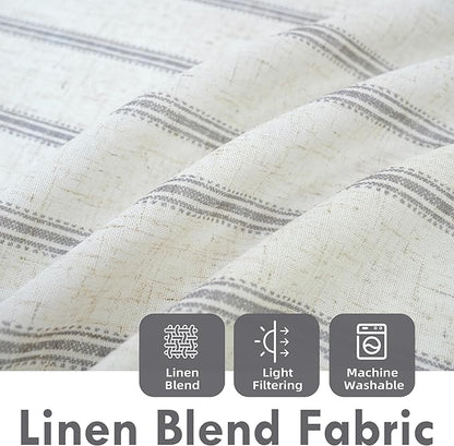 DriftAway Farmhouse Vertical Striped Linen Blend Textured Light Filtering Semi - Image 2