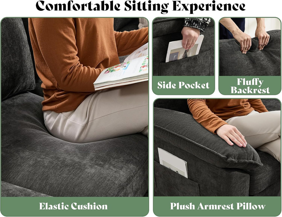 jocisland sofa bed, 3-in-1 sleeper sofa, pull out showing dimensions
