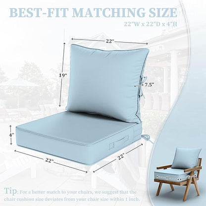 Outdoor Seat Cushion Set 22 L × 22 W × 4 H Inch Waterproof & Fade Resistant - Image 2