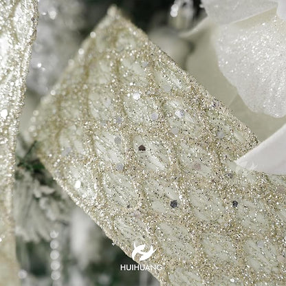 HUIHUANG Champagne Glitter Wired Ribbon - Image 3