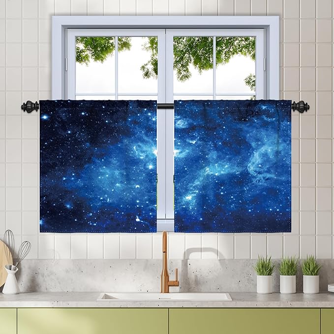 Renaiss 26 x 24 Inch Galaxy Short Cafe Tier Curtains Small Window Treatment by Renaiss