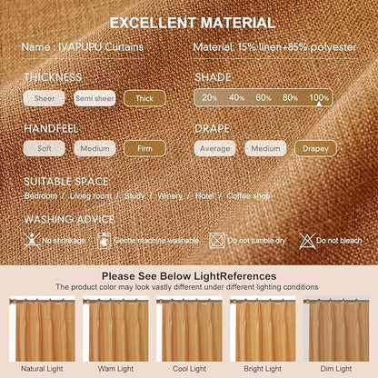 IVAPUPU Linen Pinch Pleated Blackout Curtains - Image 3