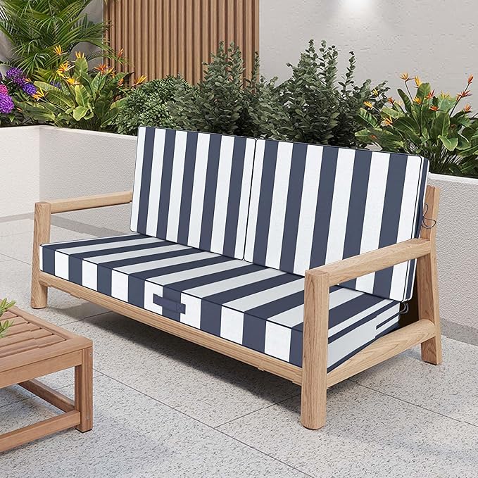 Outdoor Loveseat Cushion Set 46 x 26 Inch, Waterproof & Fade-Resistant Deep - Image 3