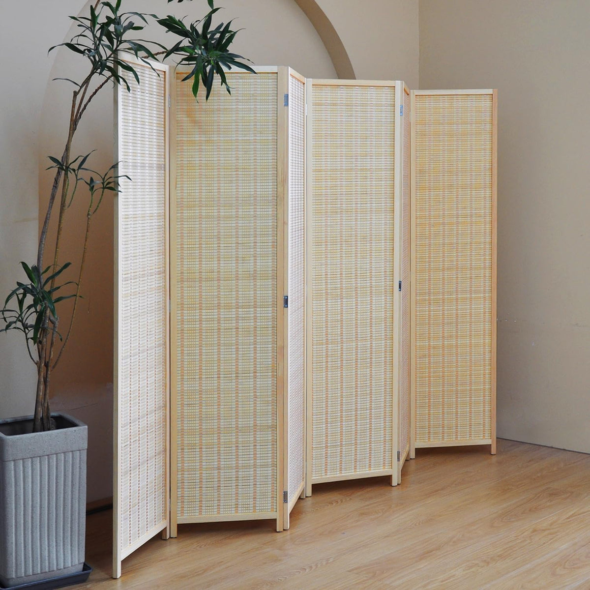 furnnylane 6 panel bamboo room divider – 5.6, side view
