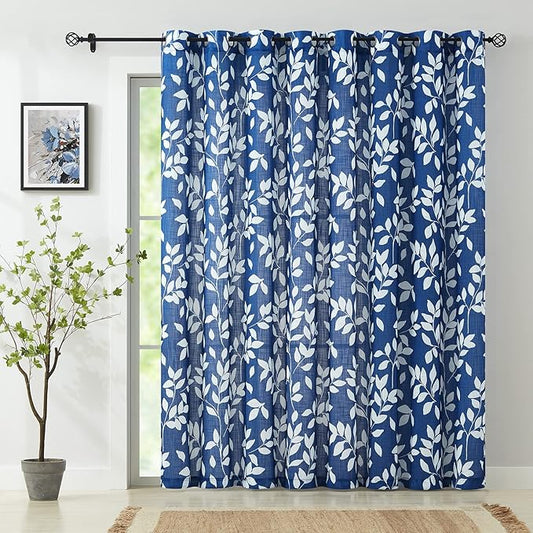 Royal Blue Semi Sheer Curtains for Sliding Glass Door 100"x 84" Extra Wide by Treatmentex