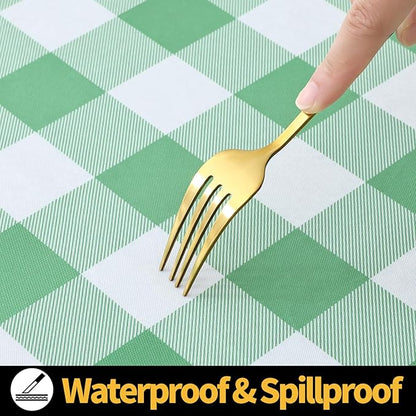 Smiry Rectangle Picnic Table Cloth, Elastic Waterproof Fitted Vinyl Tablecloths - Image 8