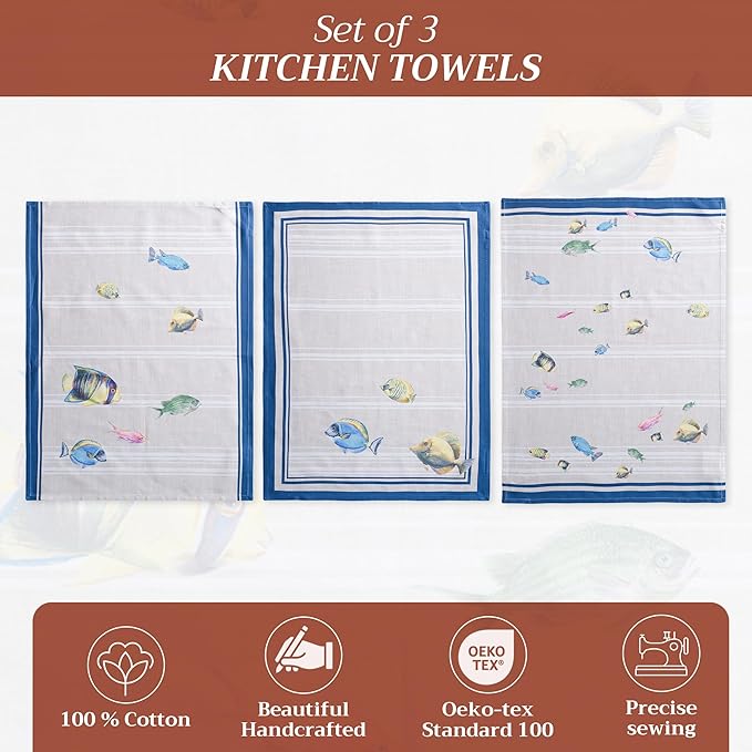 Maison d' Hermine Kitchen Towels Set of 3 100% Cotton 27.50" x 20" Reusable - Image 2