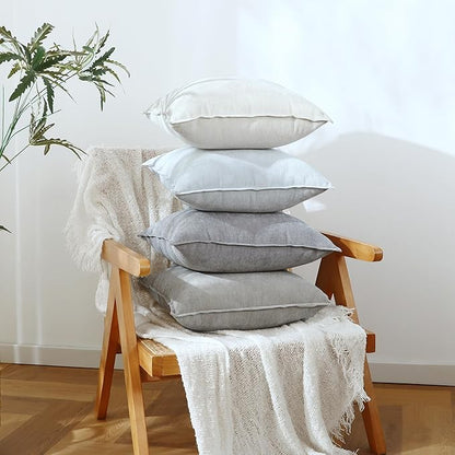 Stellhome Set of 4 Neutral Decorative Throw Pillow Covers Accent Solid Soft - Image 2