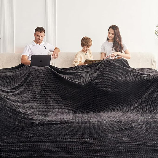 Oversized King Fleece Blanket 120x138 Inches, Seamless Soft Cozy 3D Jacquard by Korbliss