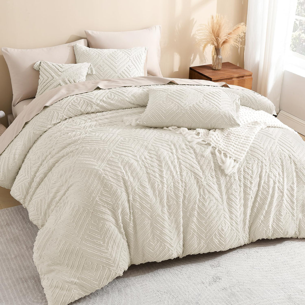 litanika king size comforter set, 3 pieces beige, main product view