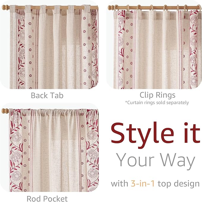 jinchan Christmas Curtains for Bedroom 84 Inches Length Embroidered Bordered - Image 6