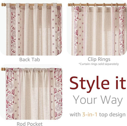 jinchan Christmas Curtains for Bedroom 84 Inches Length Embroidered Bordered - Image 6