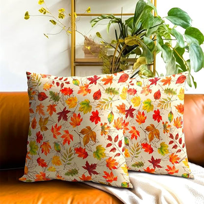 Autumn Leaves Throw Pillow Covers 20x20 inch Set of 2 Fall Maple Leaf Wild - Image 7