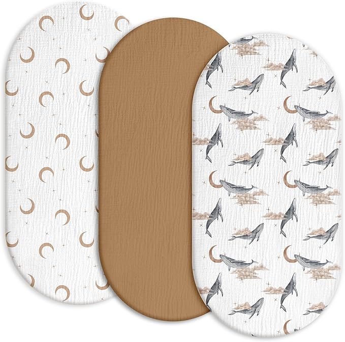 Gllquen Baby Muslin Bassinet Sheets 3 Pack, Breathable Elastic Cozy Fitted by GLLQUENBABY