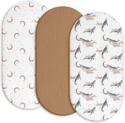 Gllquen Baby Muslin Bassinet Sheets 3 Pack, Breathable Elastic Cozy Fitted by GLLQUENBABY