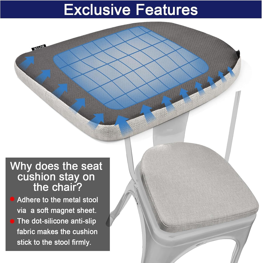 BUYUE Friendly Woven Fabric 14x14 Magnetic Cushions for Metal Chair Set of 4,...