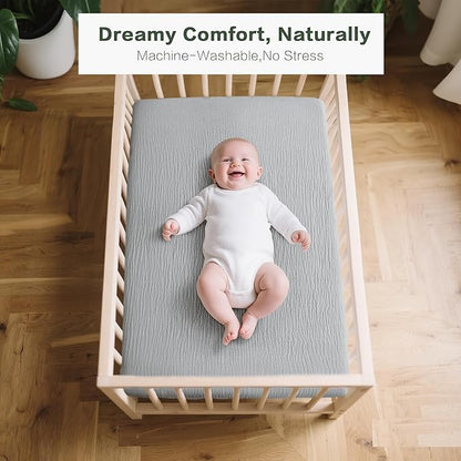 Muslin Bedside Sleeper Bassinet Fitted Sheets, 3 Pack Cotton Baby Sheet - Image 2