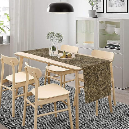Forest Tree Bark Table Runner, Retro Camo Rustic Country Old Trunk Wood Table - Image 2
