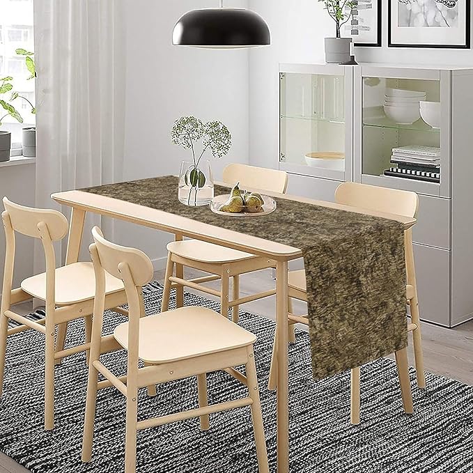 Forest Tree Bark Table Runner, Retro Camo Rustic Country Old Trunk Wood Table - Image 2